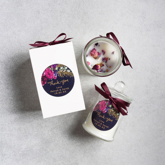 Luxe Boxed Wedding Favour Candle - Rose Petals - Custom Favours