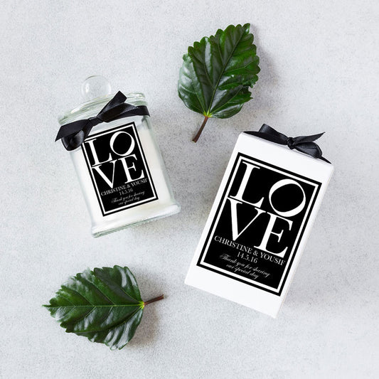 Wedding Guest Gift Soy Candle - Large Sticker - Custom Favours